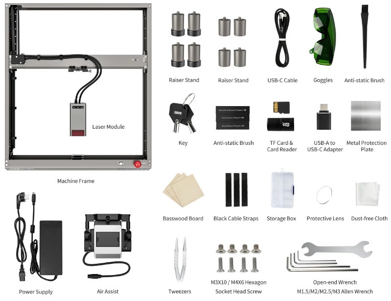 Creality Falcon2 22w Laser Engraver And Cutter Package List