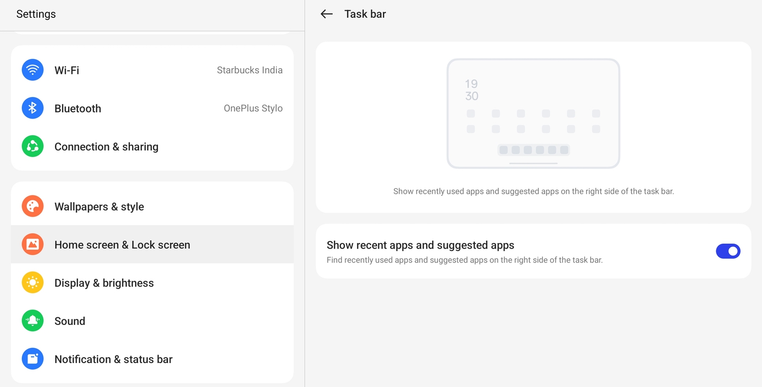 4 taskbar oneplus pad taskbar