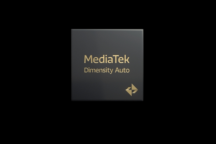 A mockup of the MediaTek Dimensity Auto chipset.