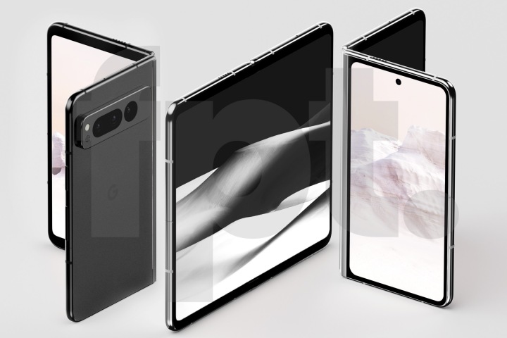 Alleged renders of the Google Pixel Fold in black.