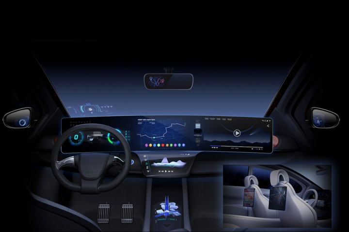 A mockup of the MediaTek and Nvidia platform for cars.