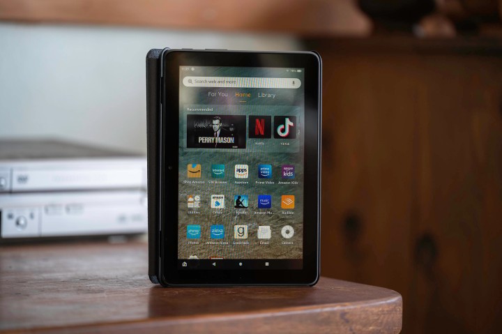 Amazon Fire HD 8 Plus (2022) in use on a table.