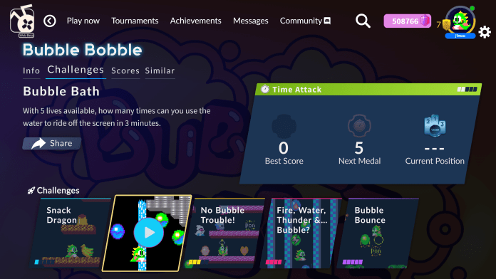 Play Bubble Bobble and complete every challenge.