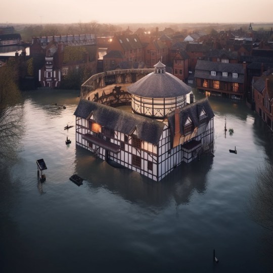 The Globe Theatre AI Reveals The Reality of Climate Change in 2100 ? AI illustrates the impact climate change could have on the world in 2100 ? 50-day-long heatwaves, disastrous wildfires and severe floods threaten the UK ? Images based on research and endorsed by experts The Eco Experts has predicted and visualised the impact of climate change by 2100, feeding expert analysis into AI platform Midjourney to show how wildfires, floods and drought will impact the UK if we fail to act. The images show how, if climate change continues at the rate it is currently at, our local landscapes, homes and iconic landmarks will be destroyed. Images are based on current rates of global warming and have been endorsed by UK climate experts. As an island, water presents some of the biggest risks for the UK. Using data from climate change non-profit Climate Central, the images show that Cambridge, Great Yarmouth, and a number of London landmarks are at risk. Don?t assume you are safe if you do not live near water, as wildfires are likely to also be a concern. In 2100, the Met Office predicts very long and very hot summer heat waves all over the UK, which will lead to wildfires occurring more frequently due to the vast green areas of the country. The damage doesn?t stop there. We can also expect to see severe coastal erosion, evacuation of homes, over-crowded hospitals and potentially the return of face masks