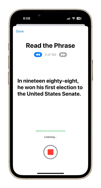 Personal Voice Feature in iOS 17 accessibility system.