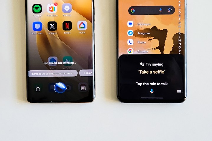 Infinix Folax versus Google Assistant on Zero 30 5G and OnePlus 11 phones.