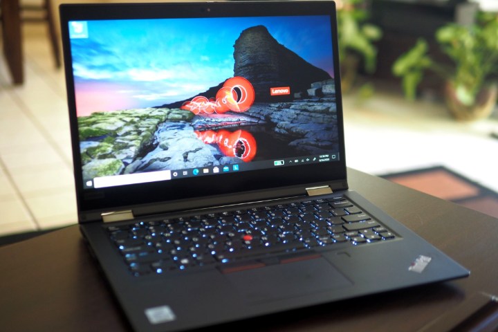 The Lenovo ThinkPad X1 Yoga Gen 6 on a desk.