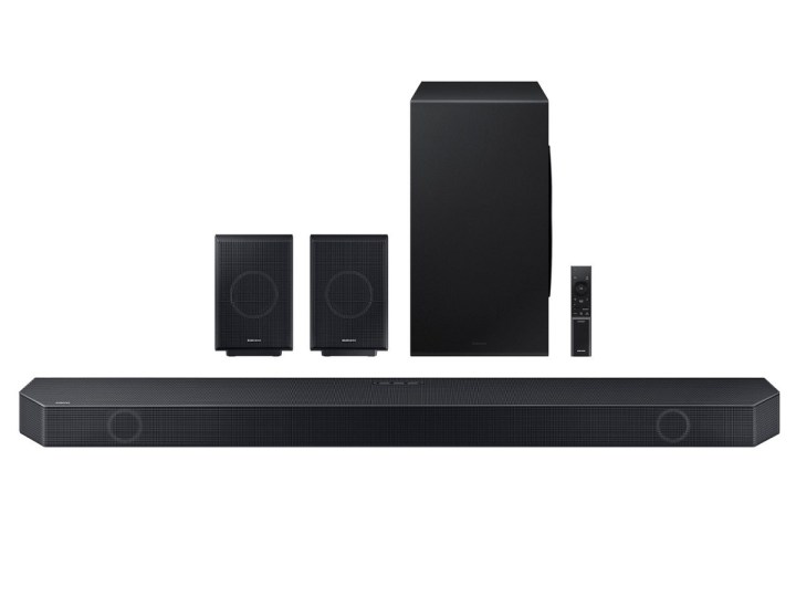 The Samsung Q-Series 11.1.4-channel soundbar on a white background.