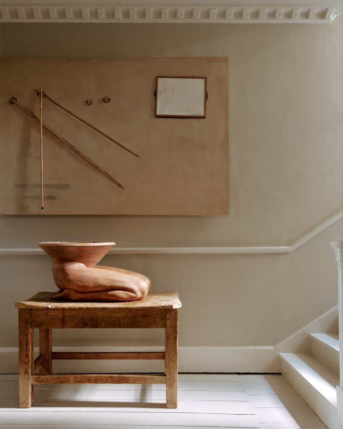 Artworks by Jared Ginsburg (on wall) and Clementine Keith-Roach in the hallway