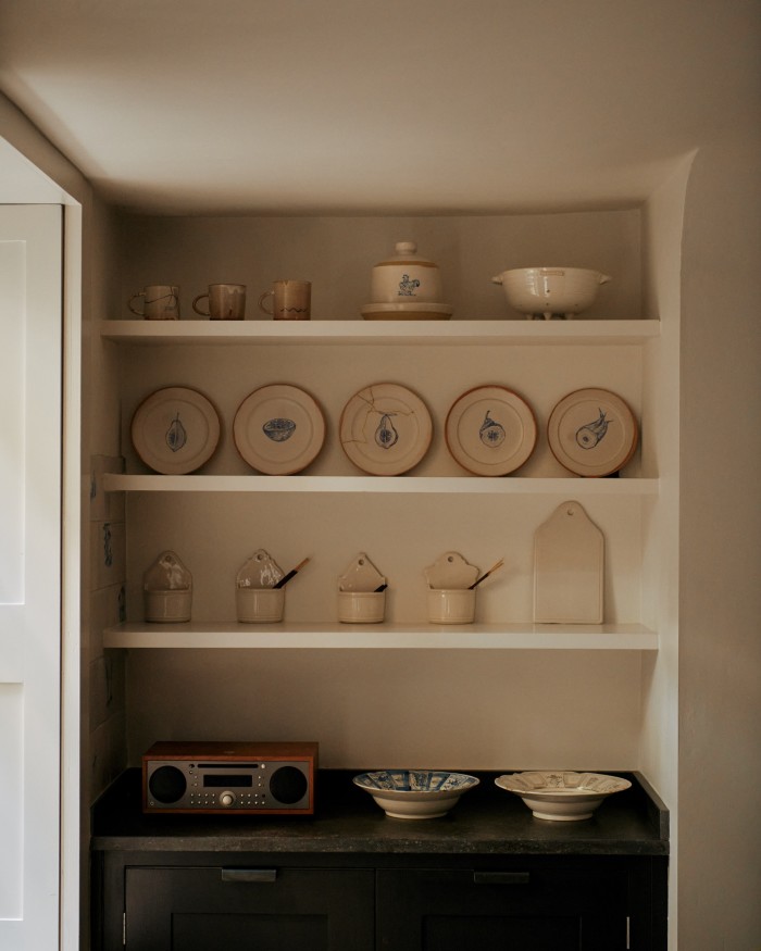 Ceramics from Cape Town, Christie’s home town; those that were damaged in transit have been repaired with kintsugi visible mending