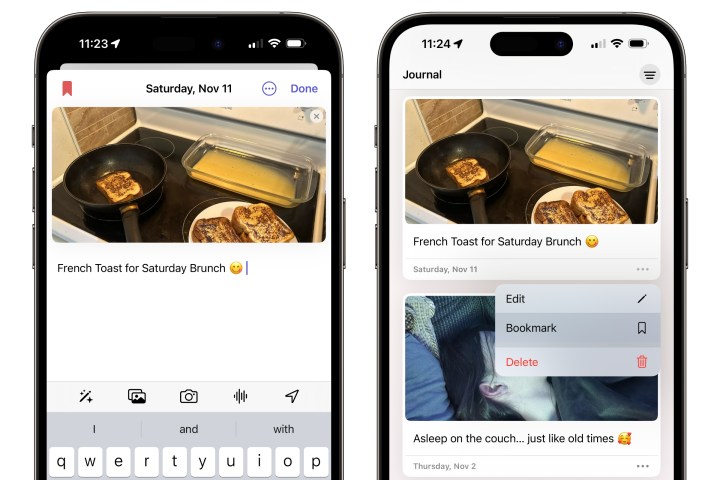 Bookmarking journal entries in iOS 17.2.