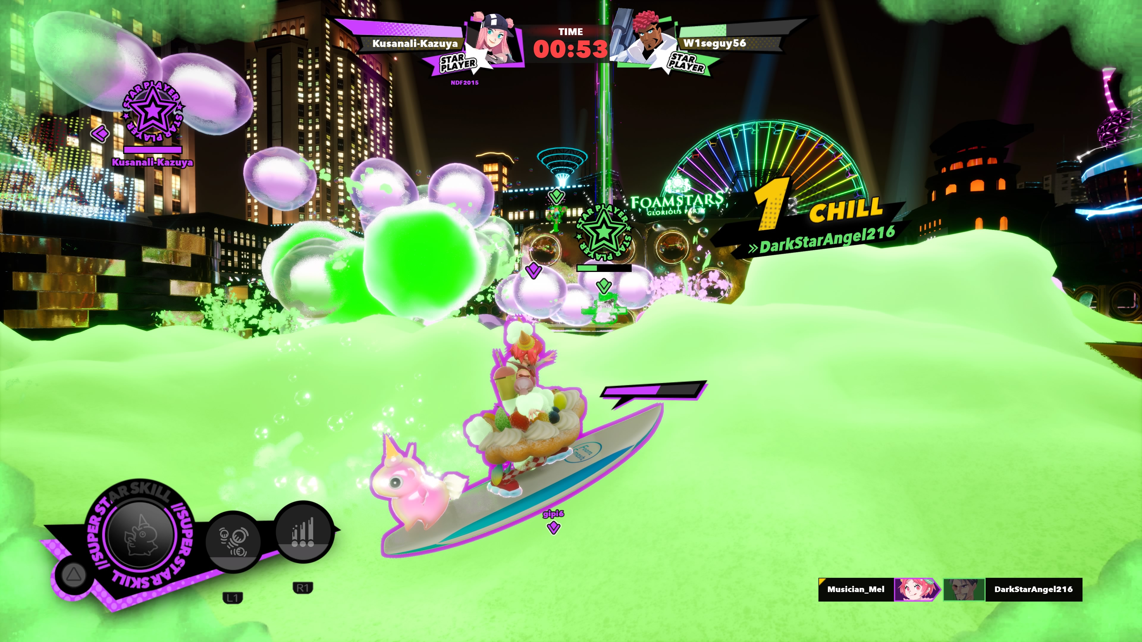 A Foamstars screenshot showing online combat.