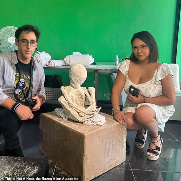 'There is a slight chance that it may be from somewhere else in the galaxy,' documentary producer Serena DC (right), said of the finds. 'And if it was, how cool is that?' She and her film partner, Michael Mazzola (left), said preliminary DNA testing found 30 percent 'unknown' DNA