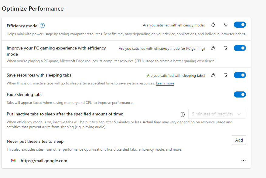 microsoft edge enable efficiency mode