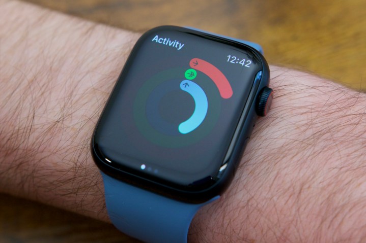 An Apple Watch Series 8 running the Activity app.