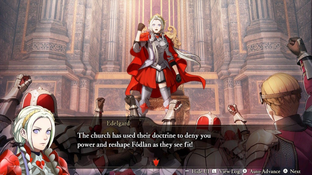 Three Hopes Edelgard giving a speech