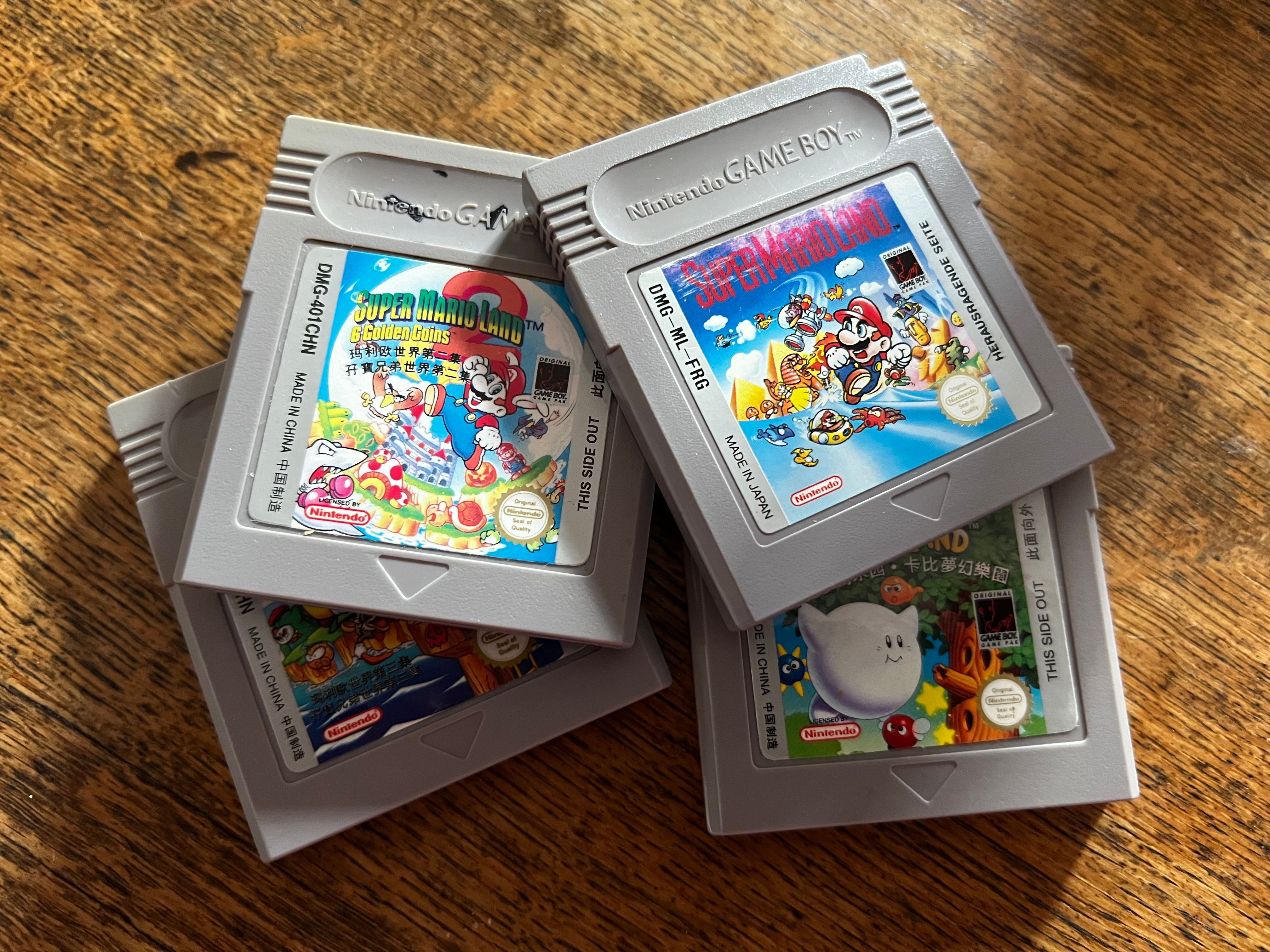 Original Game Boy cartridges.