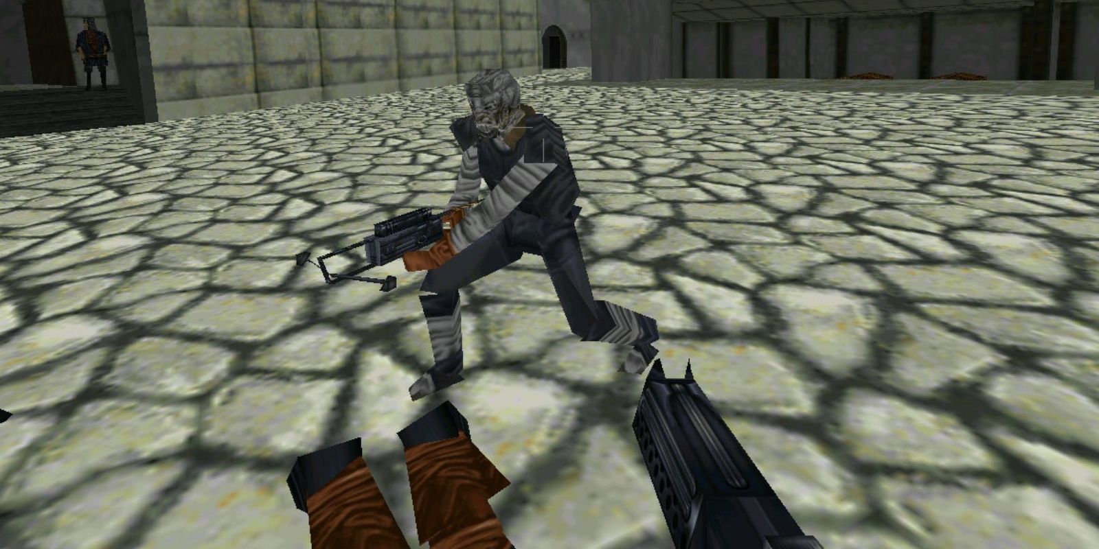 kyle katarn shooting at an enemy in dark forces 2