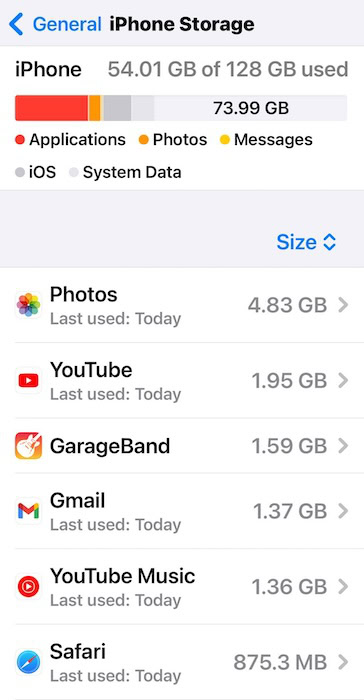 Checking iPhone Storage Space
