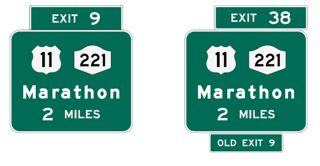 Example of a mileage-based sign