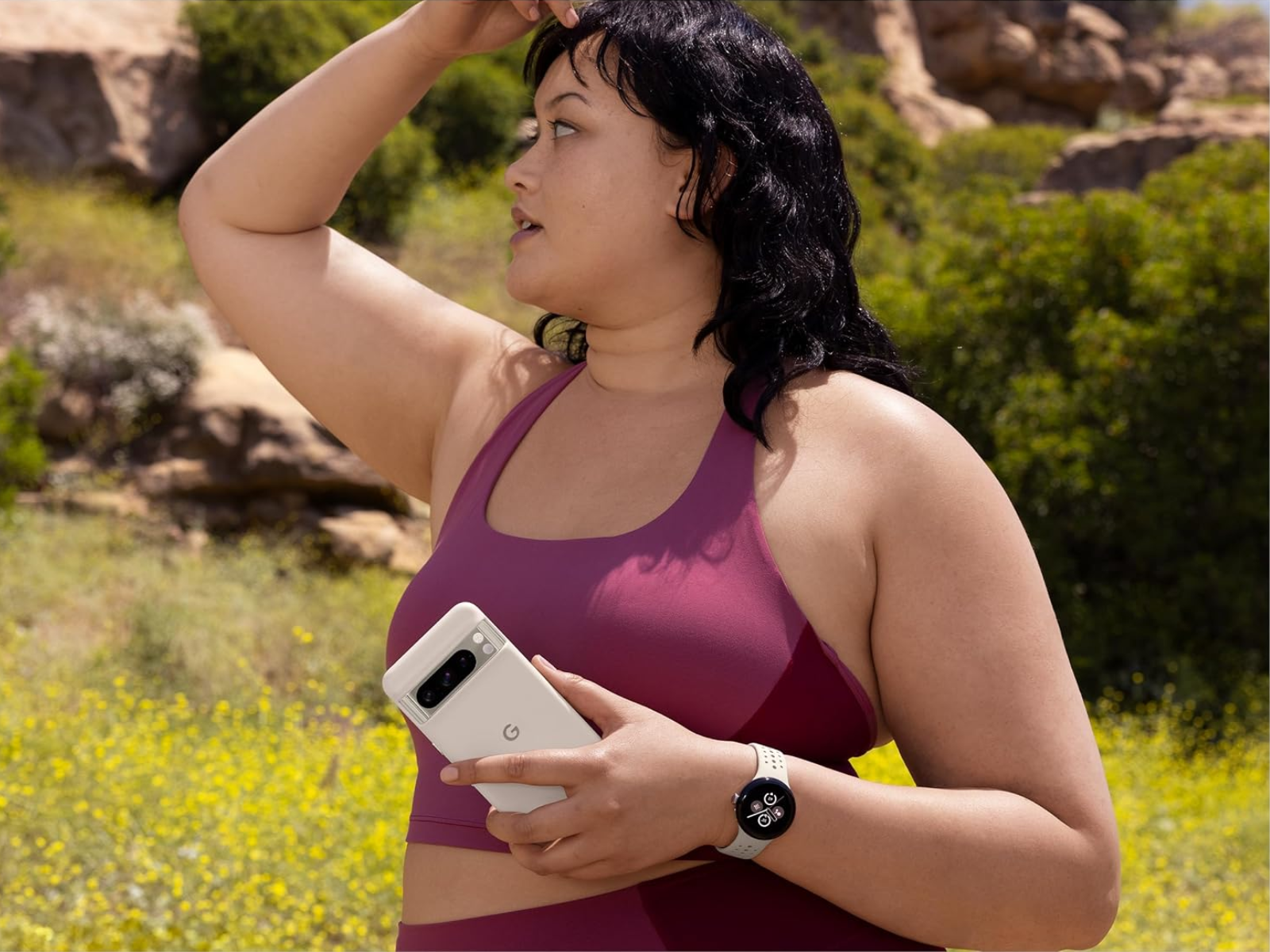 Woman with Google Pixel phone case 