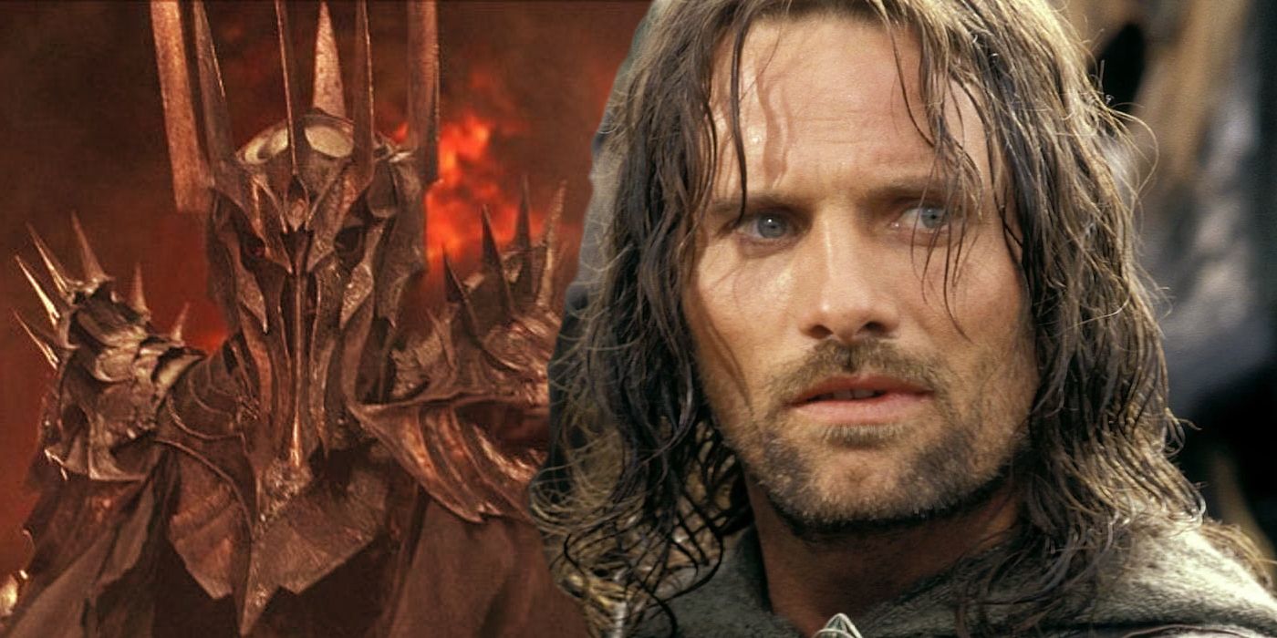 Split: Sauron and Aragorn (Viggo Mortensen) in Lord of the Rings