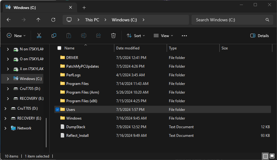 users folder in windows