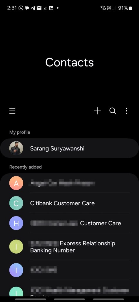 Samsung Contacts from one ui 7