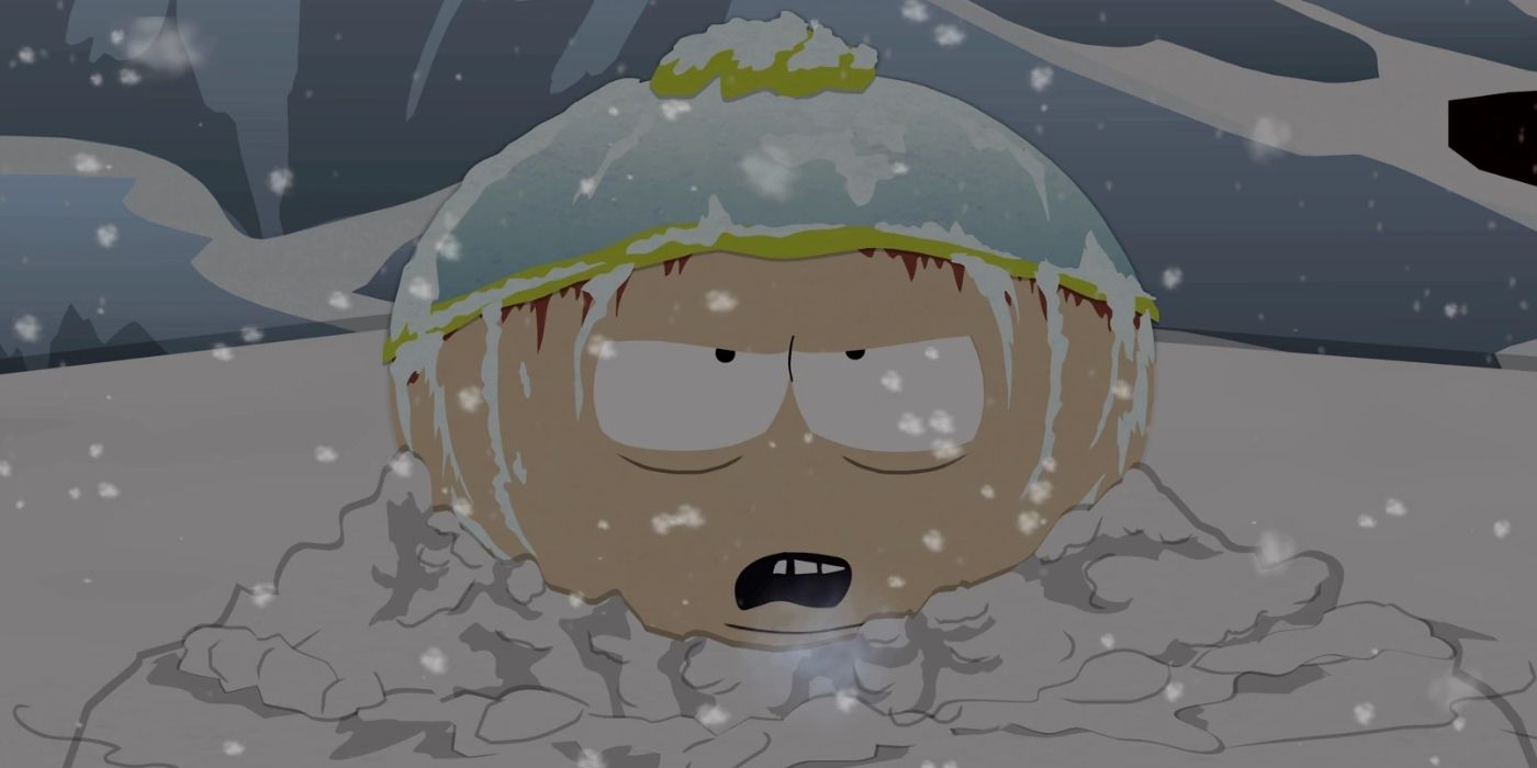 Cartman freezing in the snow in 'South Park'