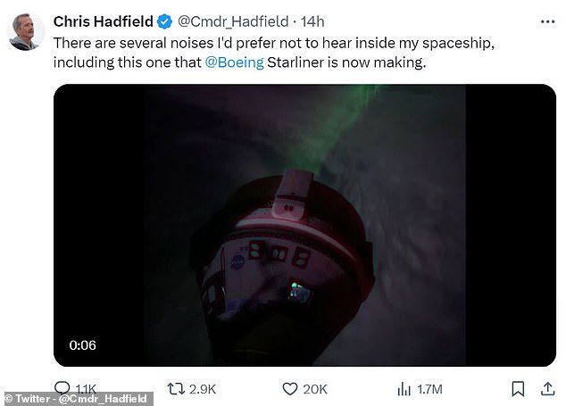 As Boeing's Starliner started to make strange noises, former astronaut Chris Hadfield posed on X saying these are sounds he'd 'prefer to hear inside my spaceship'