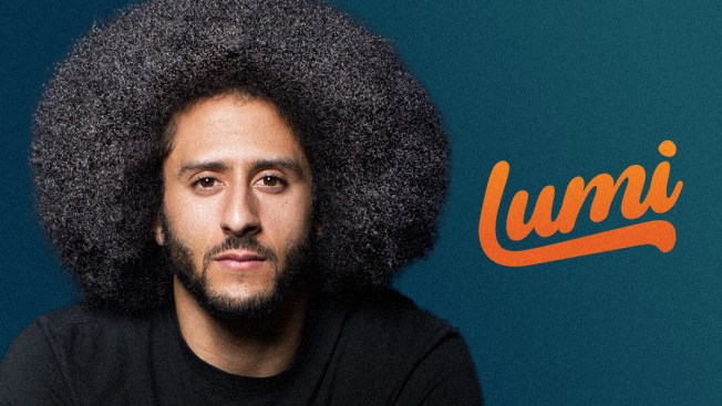 colin kaepernick with the lumi story logo