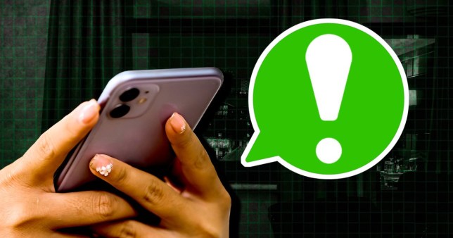 Composite image of hand texting on smartphone with Whatsapp style speech bubble