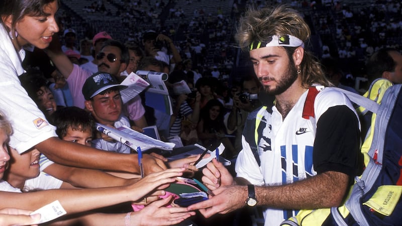 Andre Agassi and fans at the 1990 US Open at Flushing Meadows. Photograph: Ron Galella Collection via Getty Images