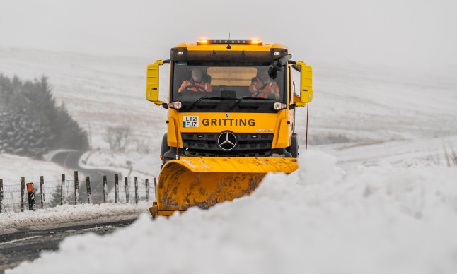 A snow plough and gritting lorry clears snow at Ribblehead, in North Yorkshire. Large parts of the UK are facing heavy snow and freezing rain, which is likely to cause disruption, after two amber weather warnings came into force. Stranded vehicles on the roads, delayed or cancelled rail and air travel, and power cuts are all likely as the country grapples with a week-long spell of wintry conditions, the Met Office said. Picture date: Monday January 6, 2025. PA Photo. Photo credit should read: Danny Lawson/PA Wire