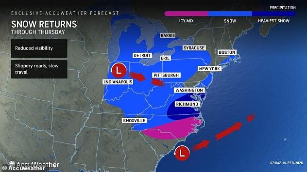 The National Weather Service (NWS) has issued winter weather advisories and winter storm warnings across these three states that are expected to bear the brunt of the storm's impact