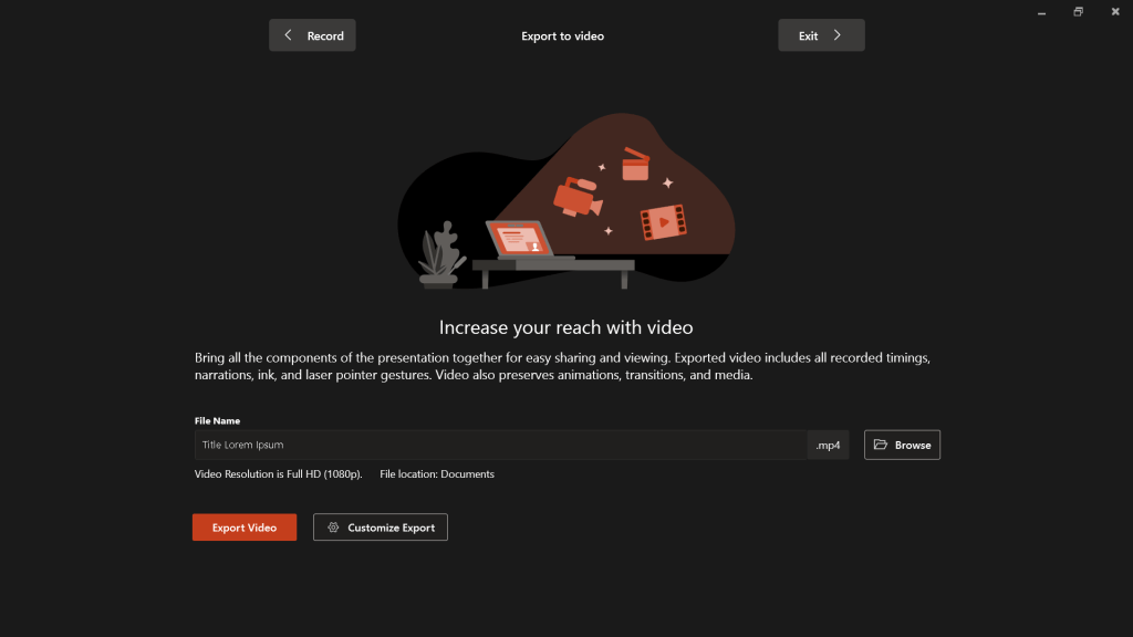 exporting a recorded video of a presentation in powerpoint 2024