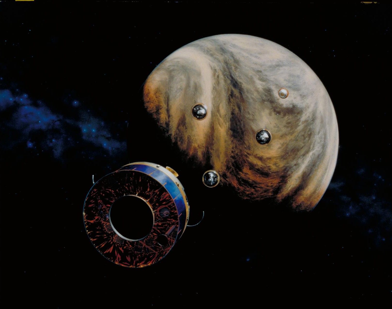 An artist's impression of a man-made mission to Venus. 