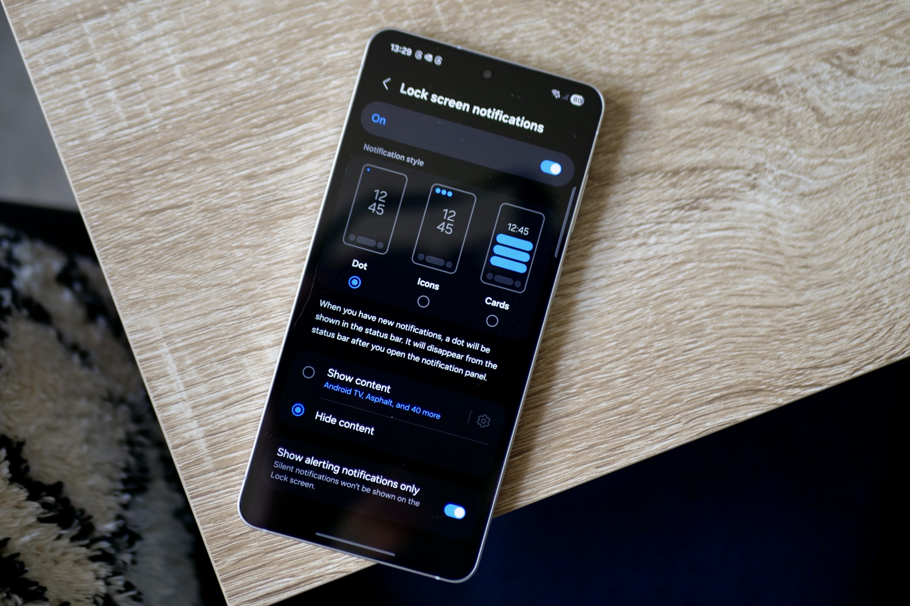The notification options in Samsung's One UI 7.