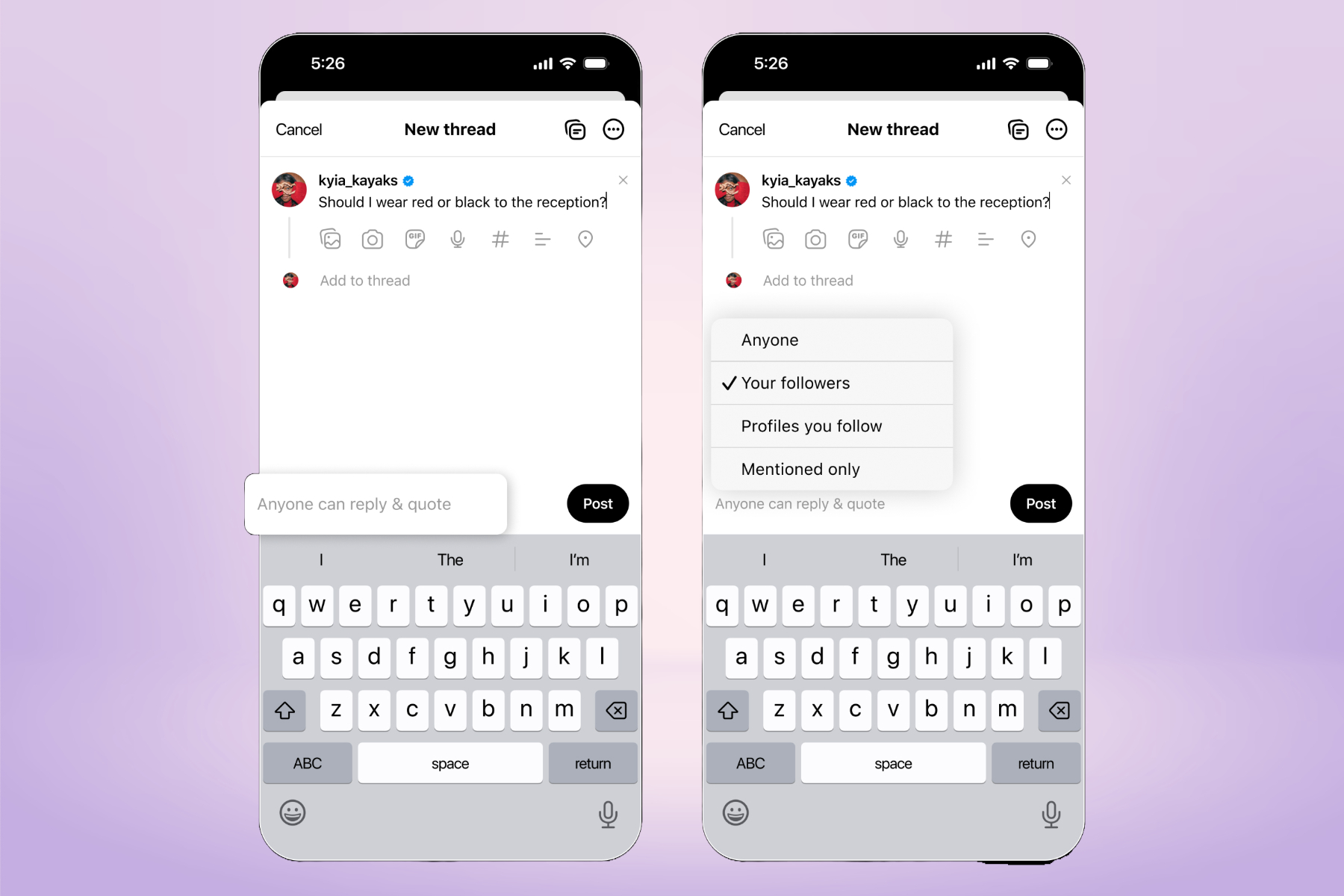 Post interaction tool on Threads.