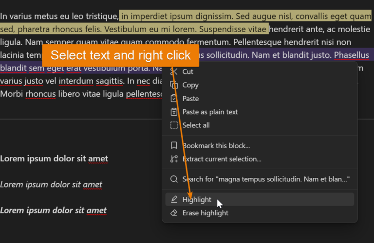How to highlight in Obsidian