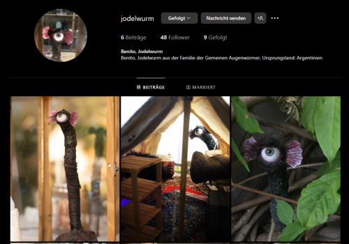 Screenshot des Instagramprofils von Jodelwurm Benito