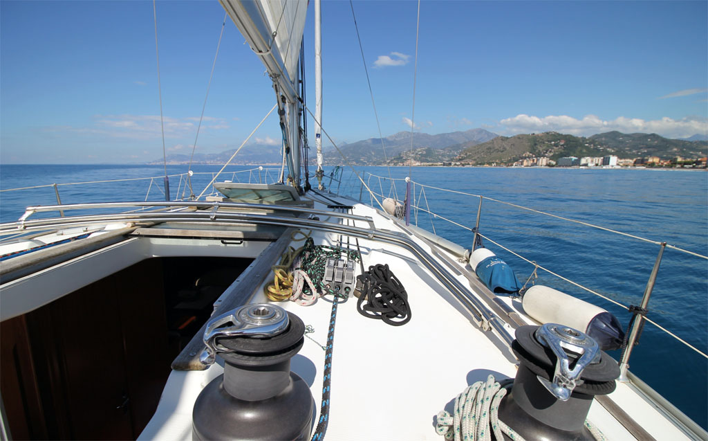 Sailing along the Ligurian coast