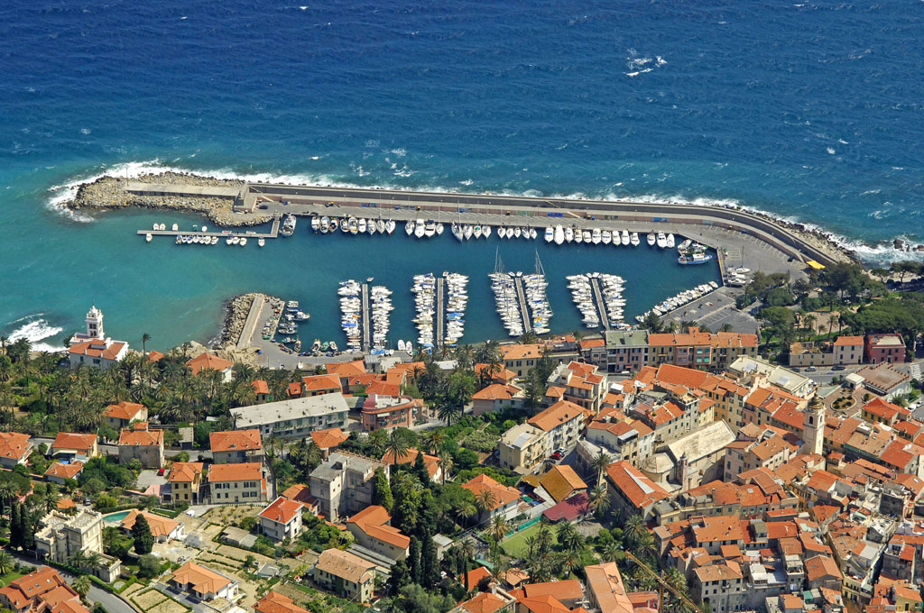 Bordighera Alta and the port of Bordighera