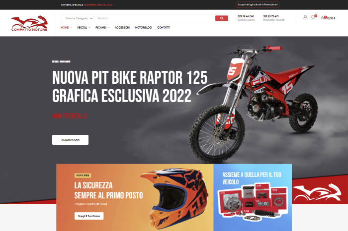 Compatto Motors azienda italiana che opera nel settore del commercio di minimoto, miniquad, buggy, pitbike e veicoli elettrici