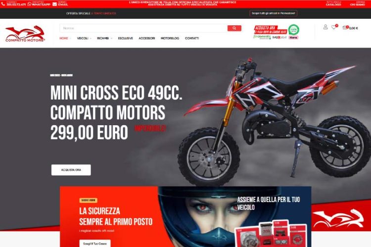 Sito E-Commerce Compatto Motors