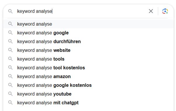 Keyword Analyse - Ideen generieren mit Google