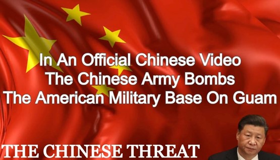 In an official Chinese video, the Chinese army bombs the American military base on Guam