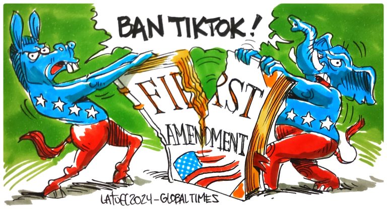 China, which bans Facebook, Google, X (previously Twitter) in China, indignantly denounces the planned ban of TikTok in the US as a violation of the First Amendment!  OMG!!!