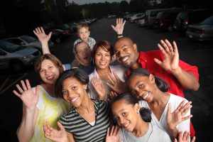 Happy diverse group of friends