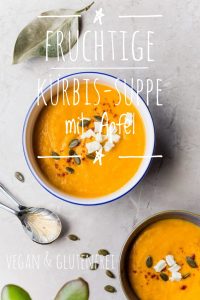 Vegane Kürbissuppe mit Mango und roten Linsen schmeckt herrlich fruchtig